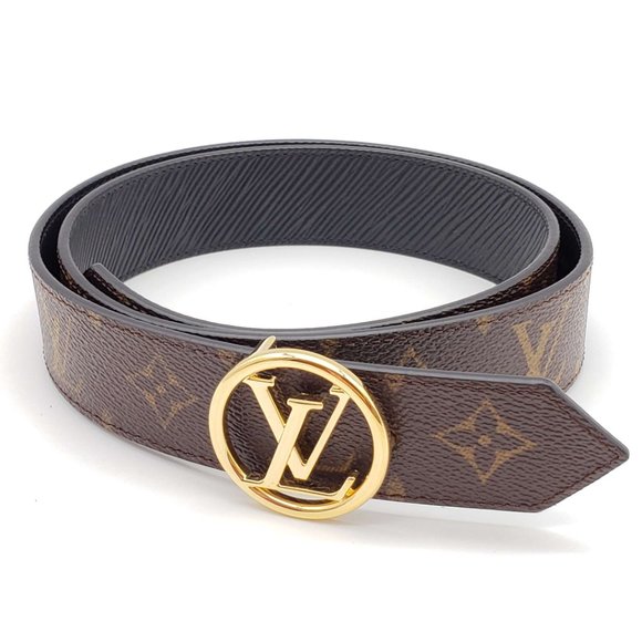 100% Authentic Louis Vuitton Circle Reversible Canvas and Leather Belt 85 - Picture 3 of 13